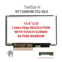   15.6" Laptop LCD Screen 1366x768p 40 Pins Narrow with Touch Screen NT156WHM-T02 V8.0